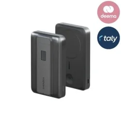 Energea magpac pro 35s, 10000mah semi solid state qi2 power bank with built-in cable and stand pd35w - gun/blk